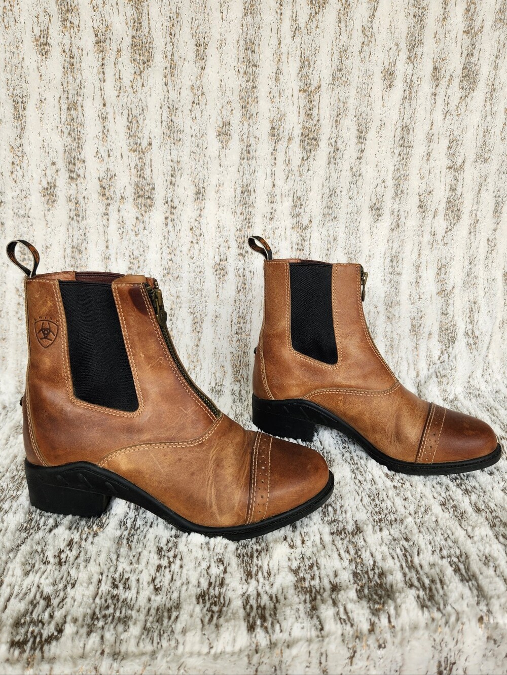 Ariat Heritage Paddock Boots Zip Front Tan Leather | Women's Size 7C - Picture 6 of 11